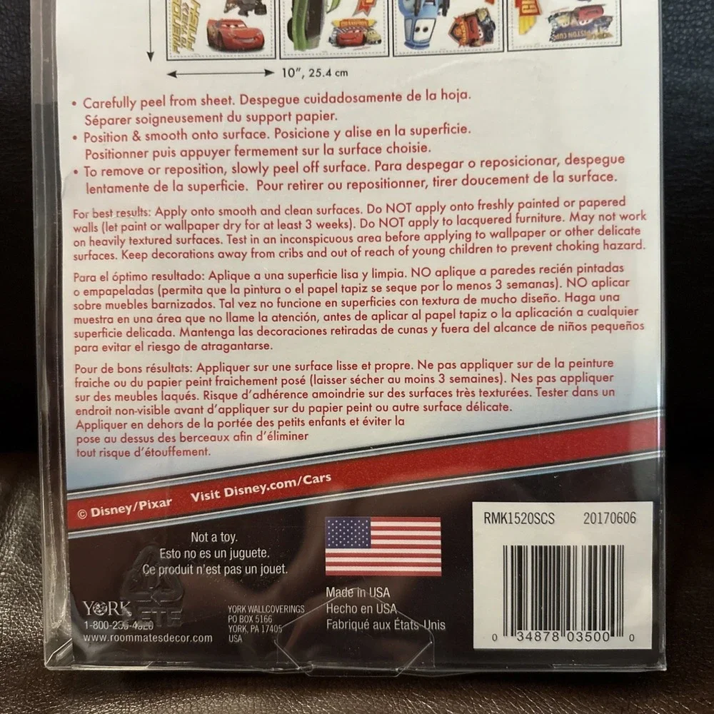 Cars Disney Peel and Stick‎ Wall Decals Stickers 19 total stickers Sealed !!